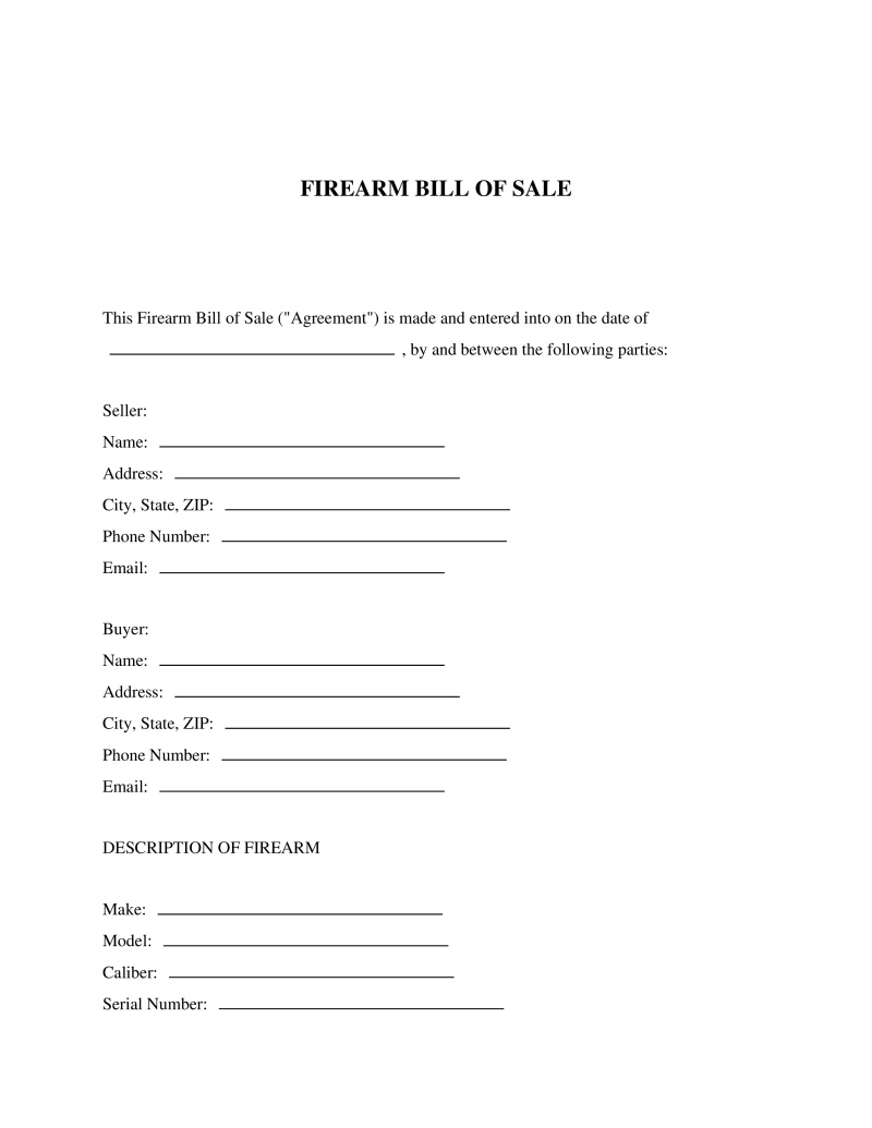 Firearm Bill of Sale