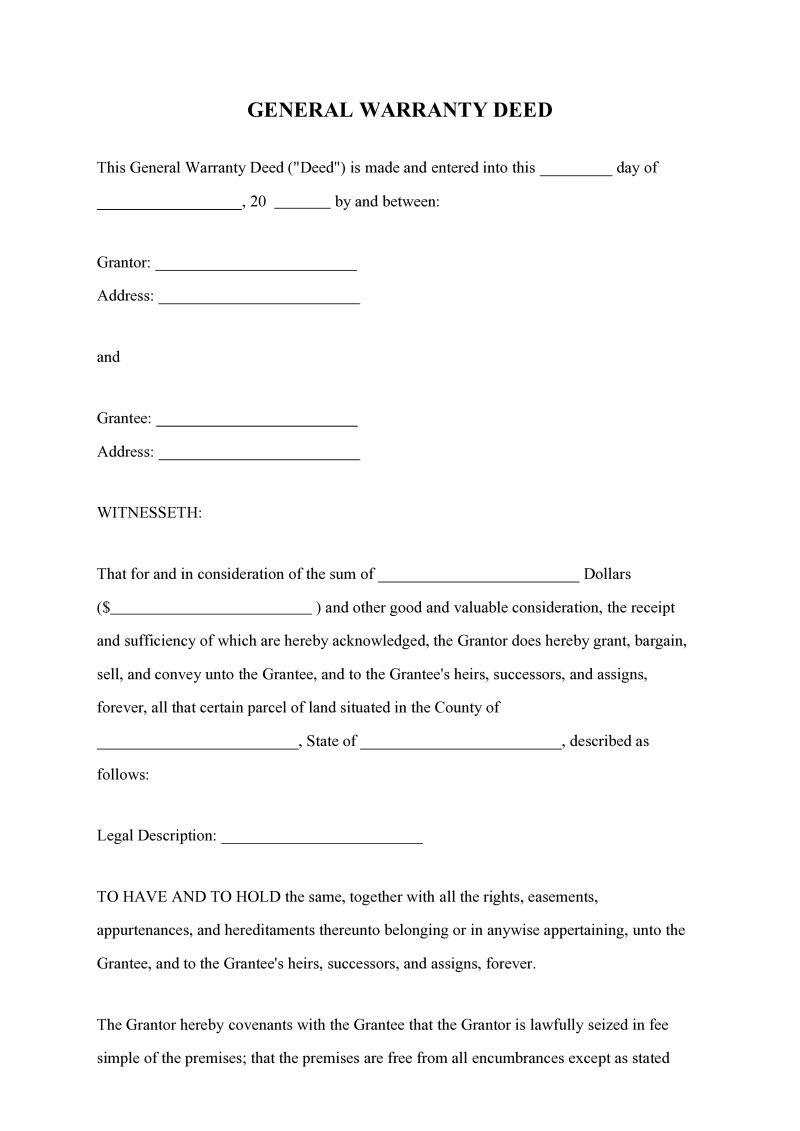 General Warranty Deed