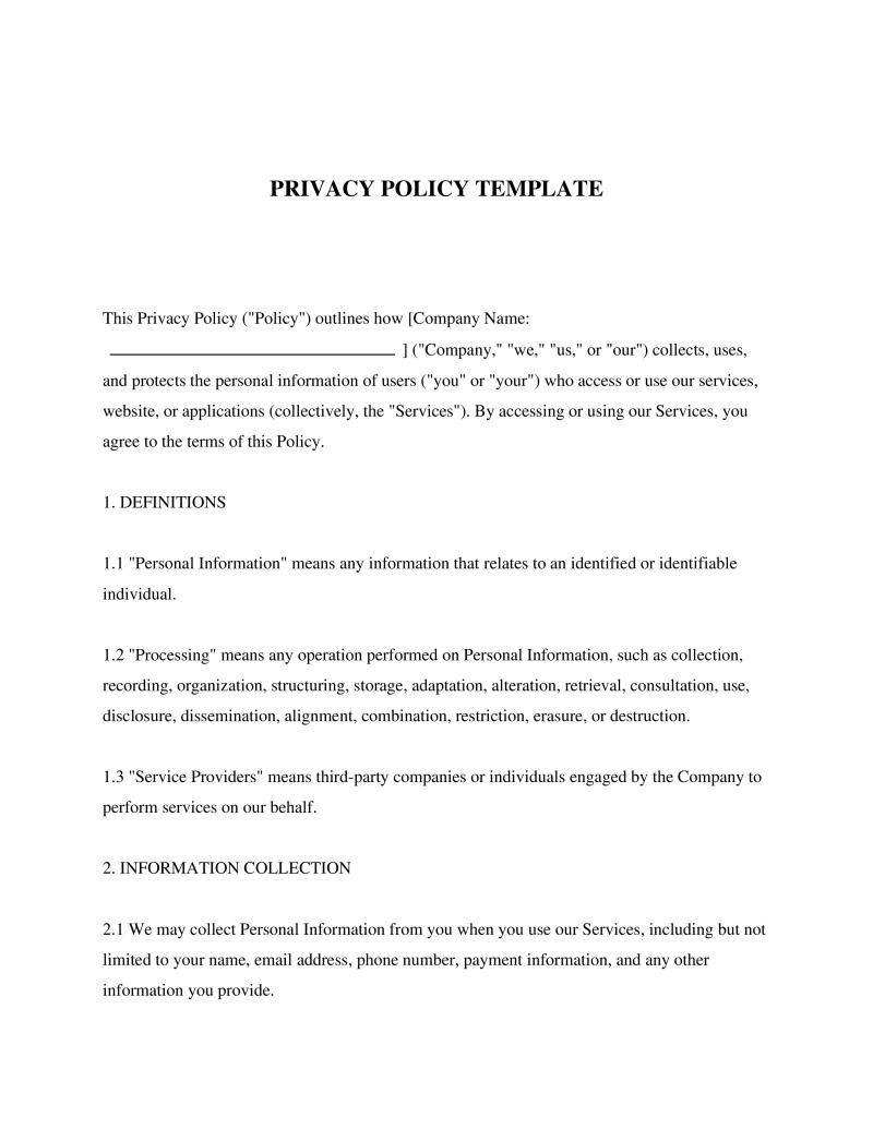Privacy Policy Template